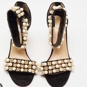 Louboutin Black Suede Tudor Bal Ankle Strap Sandals